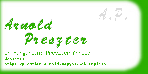 arnold preszter business card